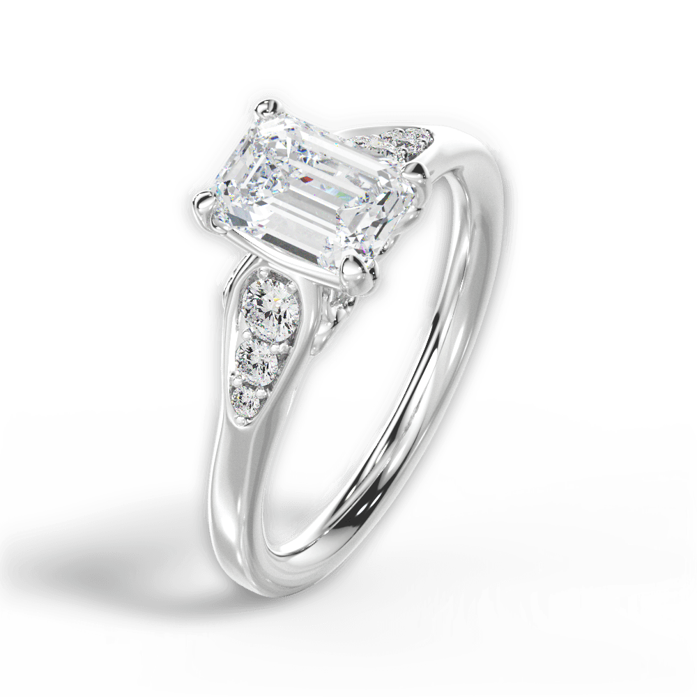 Cecilia Emerald Cut Lab Grown Diamond Platinum Engagement Ring - View 4