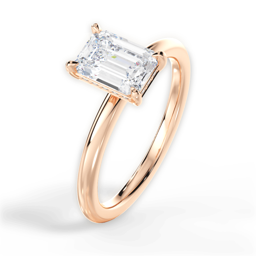 Brenda Emerald Cut Lab Grown Diamond 18Kt Rose Gold Engagement Ring - View 3