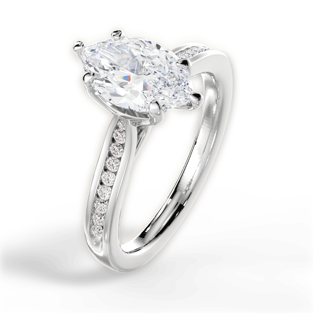 Elena Marquise Cut Lab Grown Diamond 18Kt White Gold Engagement Ring - View 2
