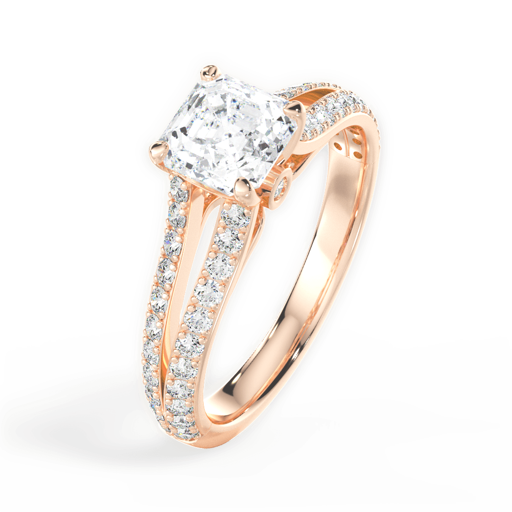 Kendra Asscher Cut Lab Grown Diamond 18Kt Rose Gold Engagement Ring - View 3