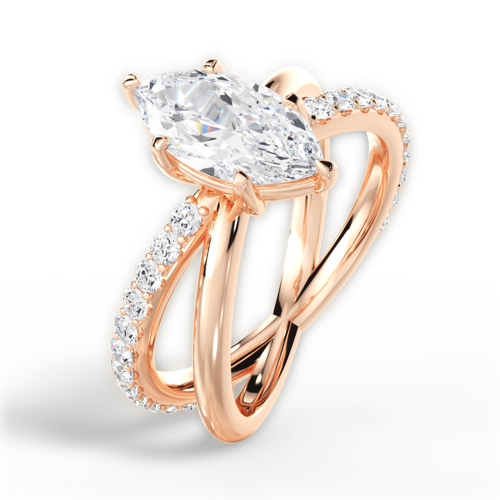 Jennifer Marquise Cut Lab Grown Diamond 18Kt Rose Gold Engagement Ring - View 3