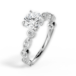 Edith Round Cut Lab Grown Diamond 14Kt White Gold Engagement Ring - View 3