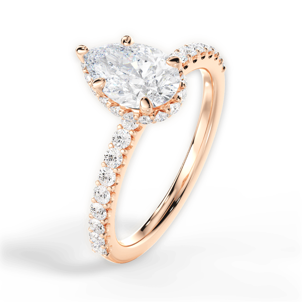 Isabella Pear Cut Lab Grown Diamond 18Kt Rose Gold Engagement Ring - View 2