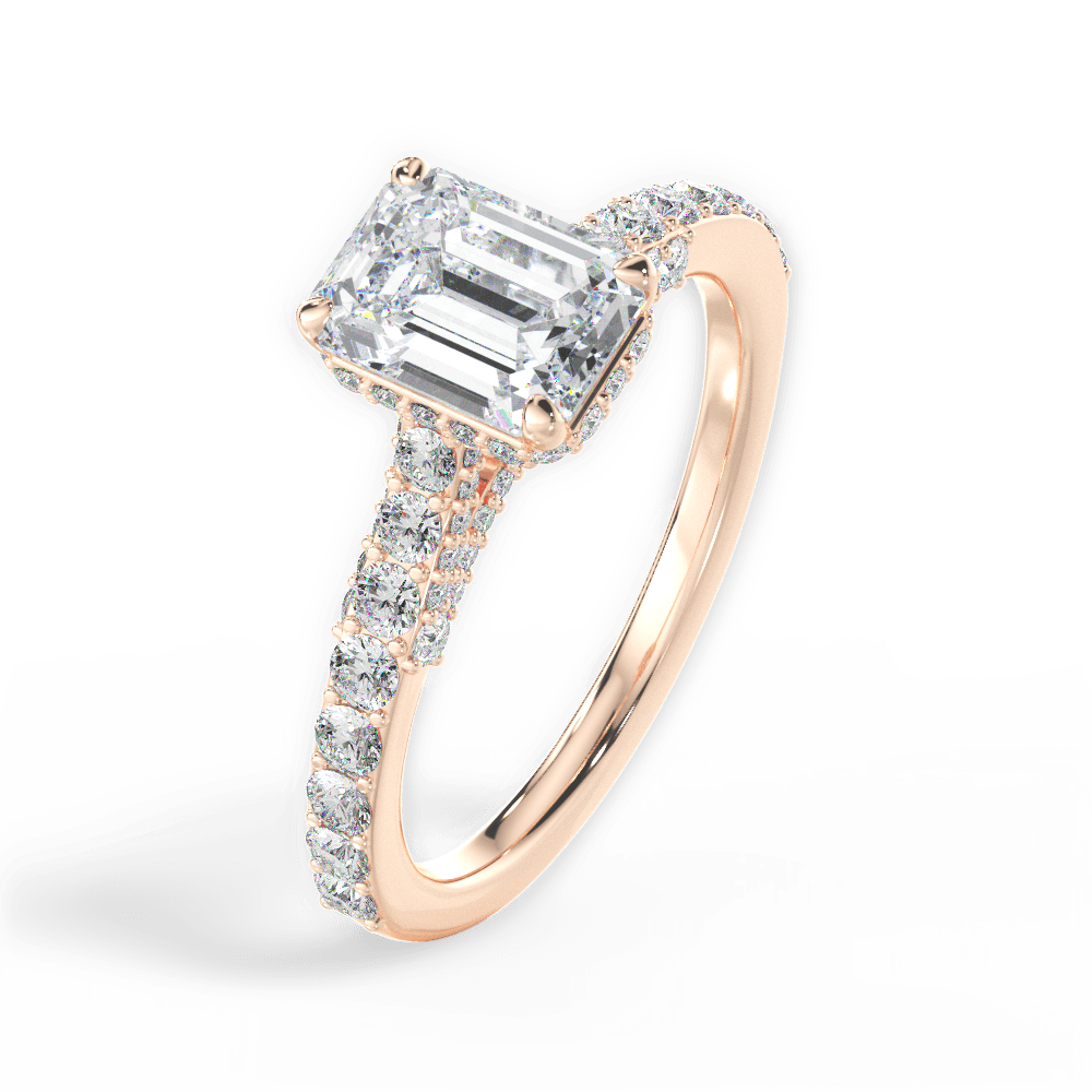 Laura Emerald Cut Lab Grown Diamond 18Kt Rose Gold Engagement Ring - View 4