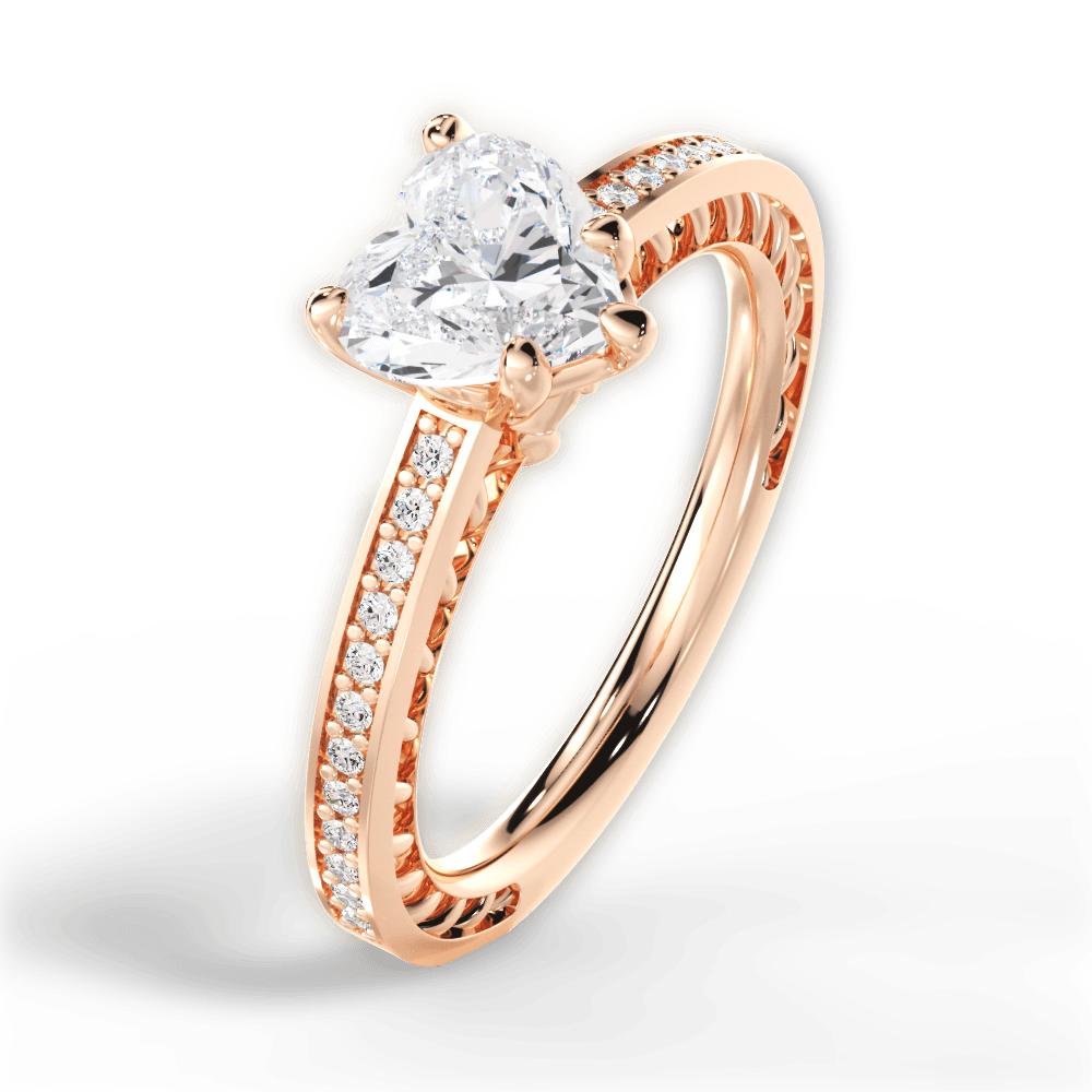 Donna Heart Cut Lab Grown Diamond 18Kt Rose Gold Engagement Ring - View 3