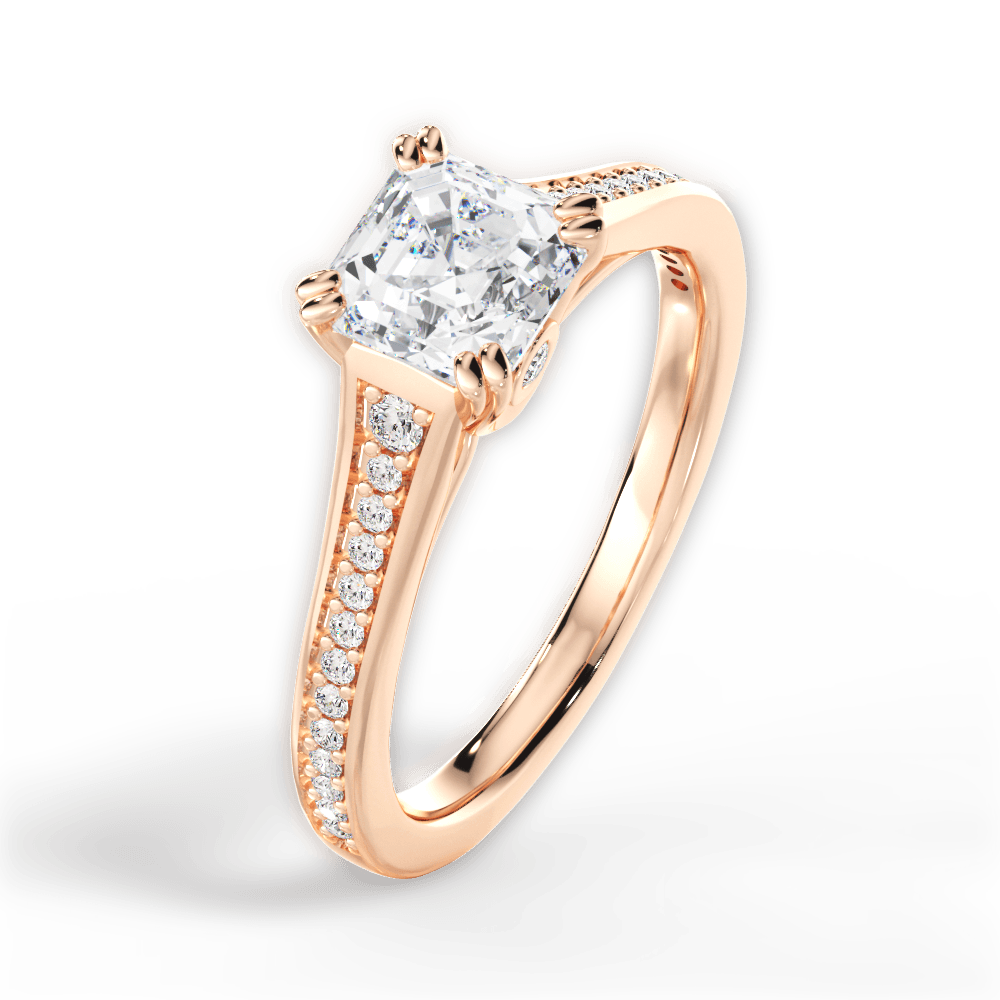 Delia Asscher Cut Lab Grown Diamond 18Kt Rose Gold Engagement Ring - View 2