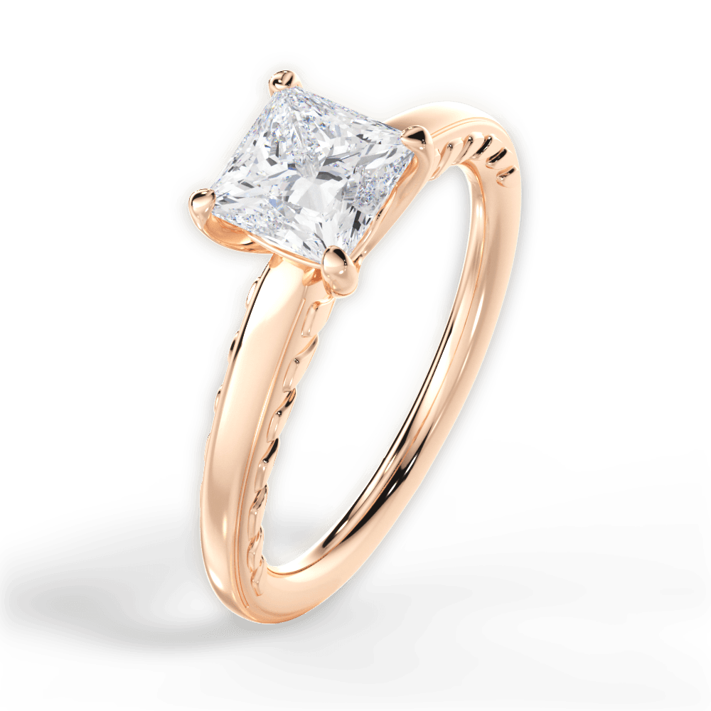 Annette Princess Cut Lab Grown Diamond 18Kt Rose Gold Engagement Ring - View 4