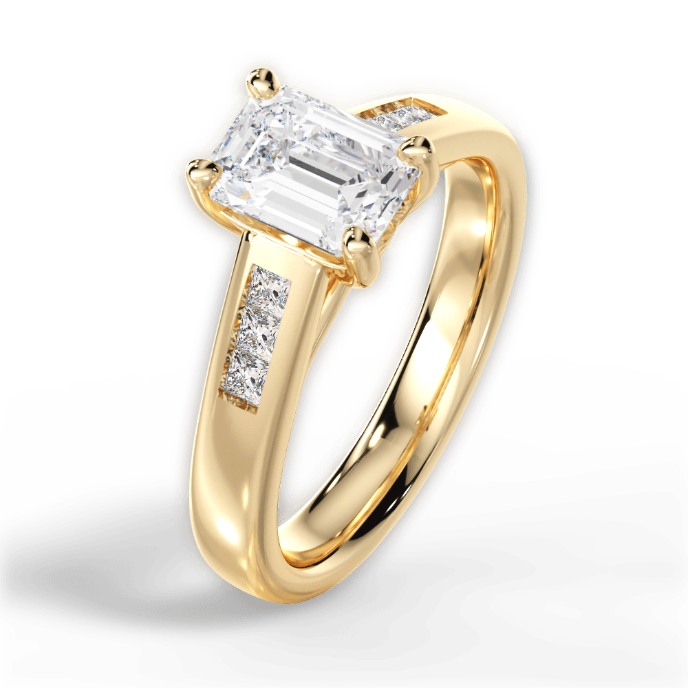 Brittany Emerald Cut Lab Grown Diamond 18Kt Yellow Gold Engagement Ring - View 3