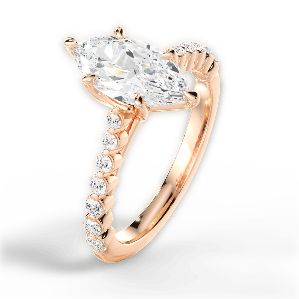 Dana Marquise Cut Lab Grown Diamond 18Kt Rose Gold Engagement Ring - View 2
