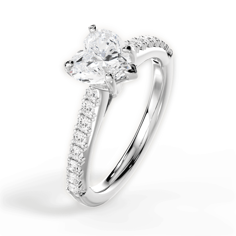 Elizabeth Heart Cut Lab Grown Diamond 14Kt White Gold Engagement Ring - View 4