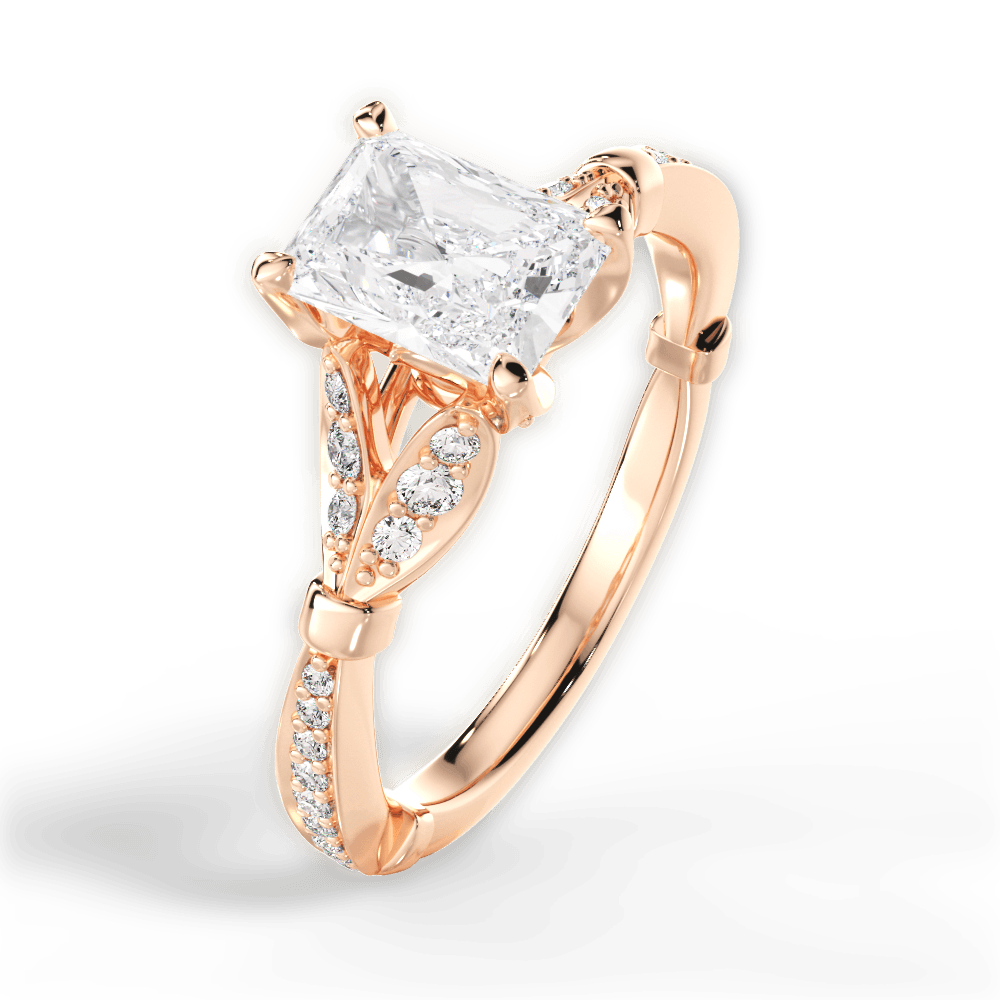 Geraldine Radiant Cut Lab Grown Diamond 18Kt Rose Gold Engagement Ring - View 2