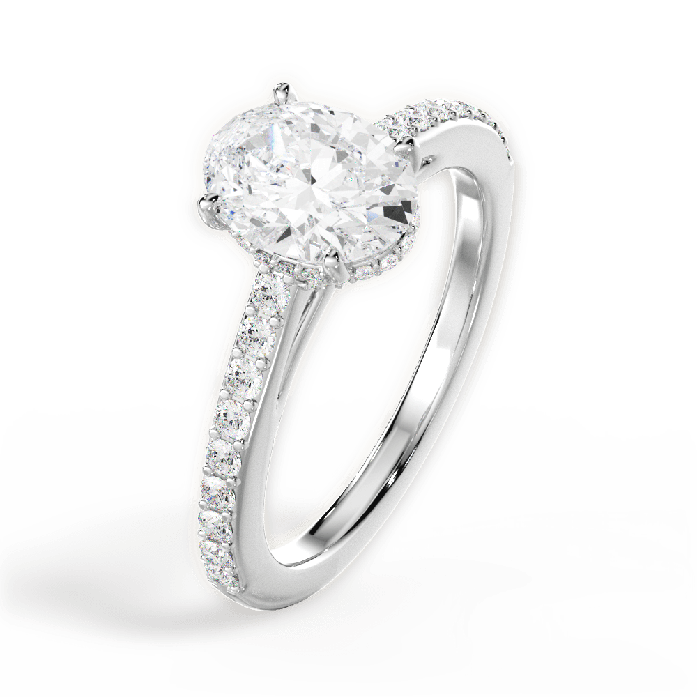 Joan Oval Cut Lab Grown Diamond Platinum Engagement Ring - View 2