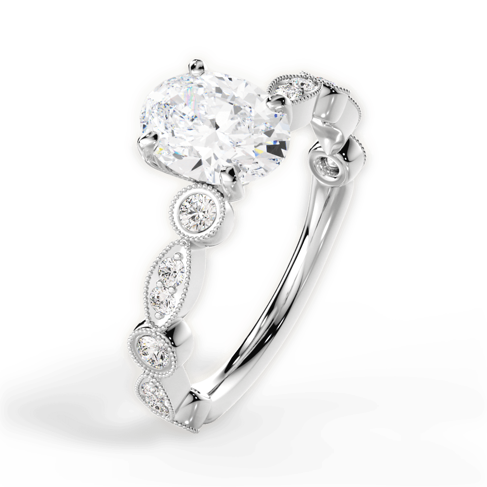 Edith Oval Cut Lab Grown Diamond Platinum Engagement Ring - View 4