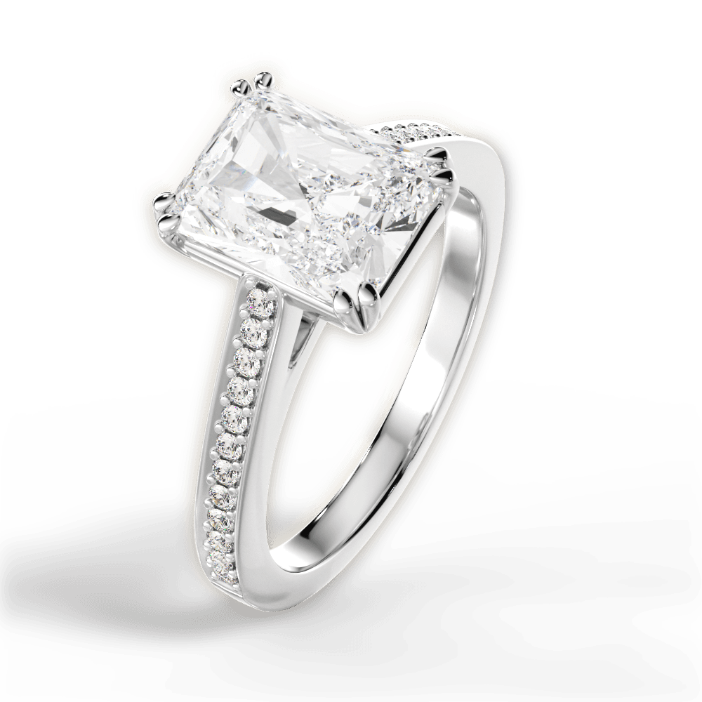 Denise Radiant Cut Lab Grown Diamond Platinum Engagement Ring - View 4