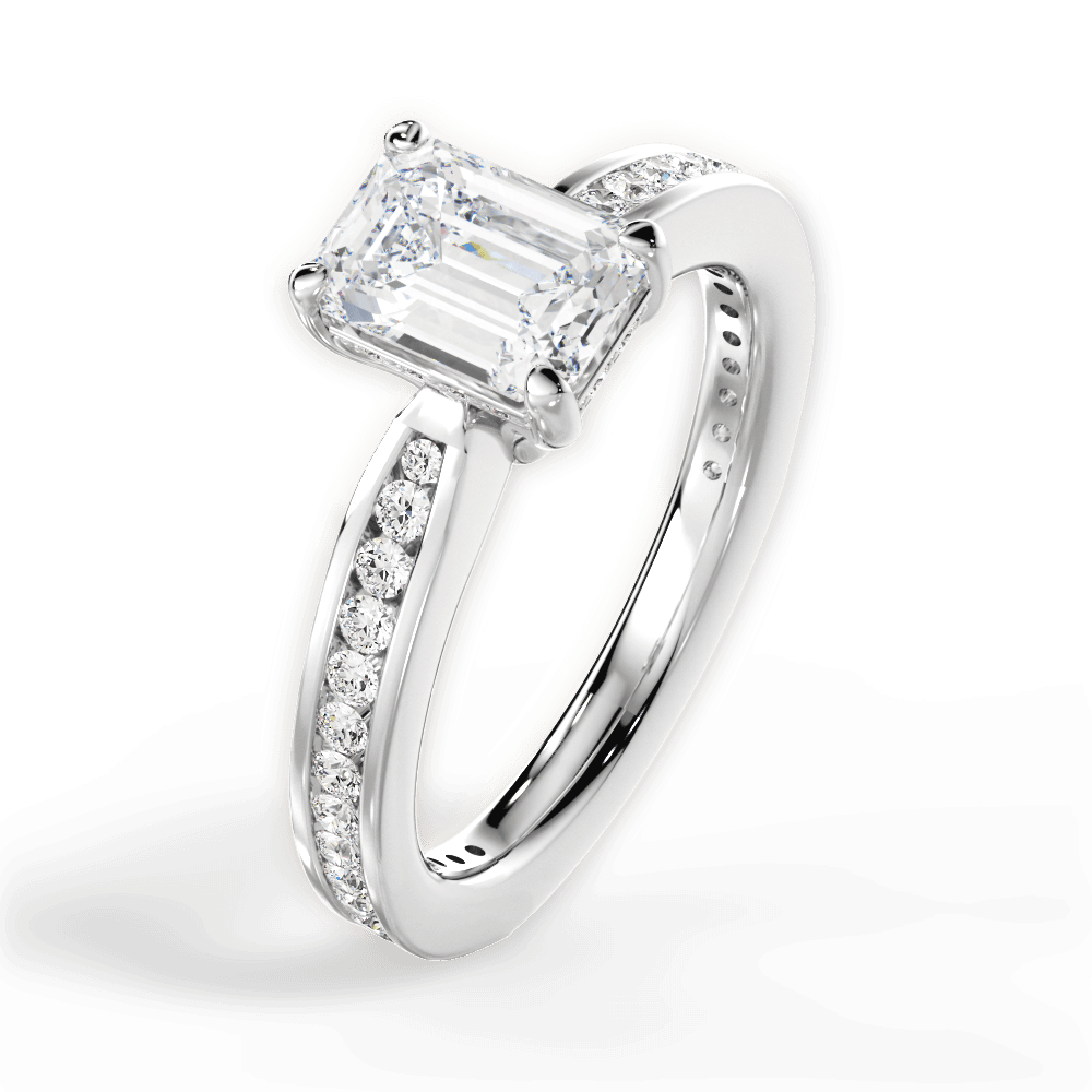Katelyn Emerald Cut Lab Grown Diamond Platinum Engagement Ring - View 2