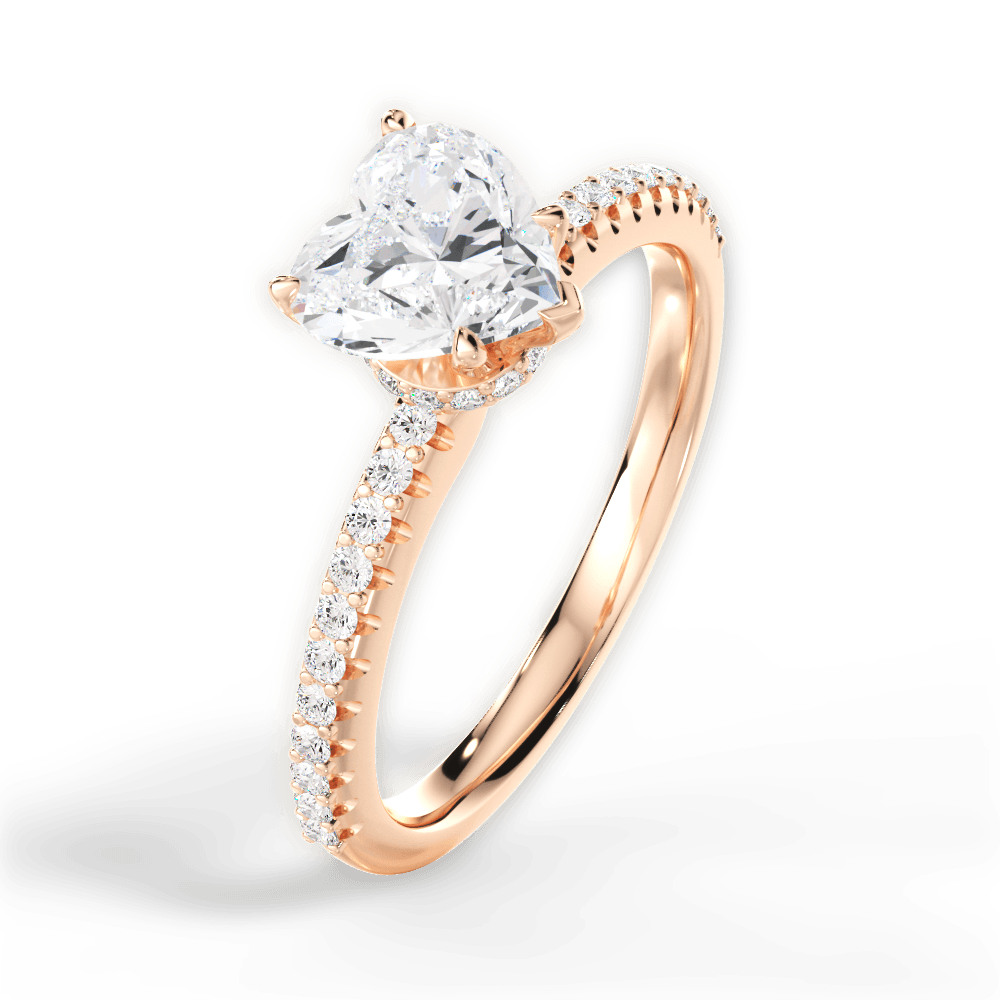 Giselle Heart Cut Lab Grown Diamond 18Kt Rose Gold Engagement Ring - View 3