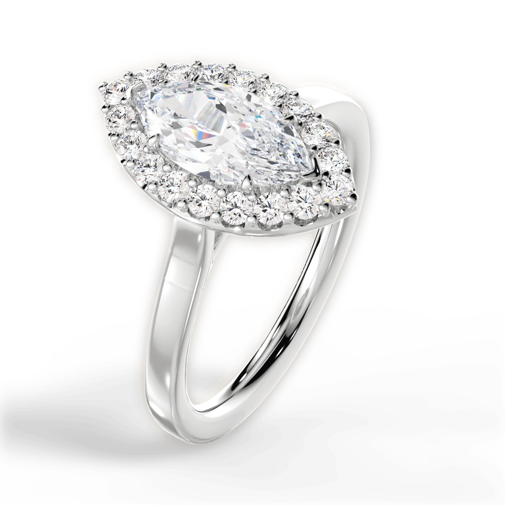 Fiona Marquise Cut Lab Grown Diamond 18Kt White Gold Engagement Ring - View 2