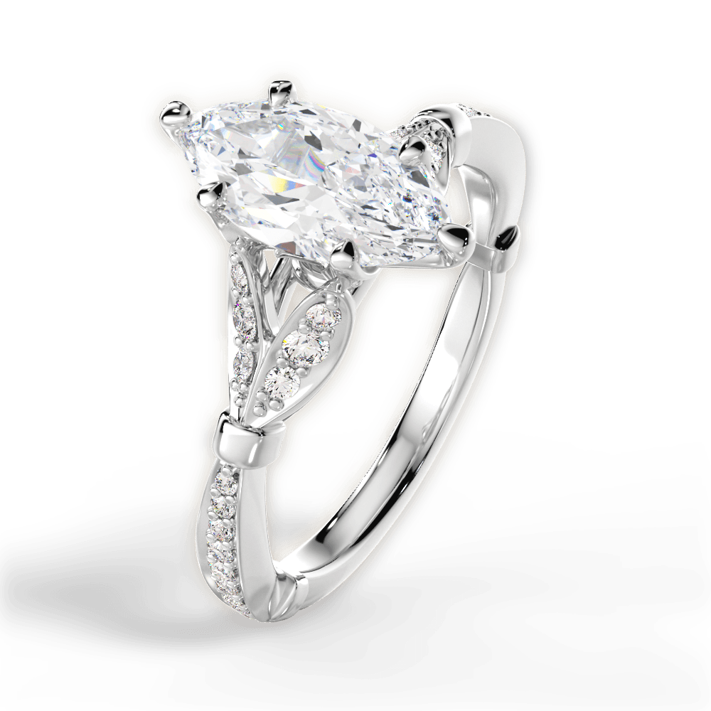 Geraldine Marquise Cut Lab Grown Diamond Platinum Engagement Ring - View 4