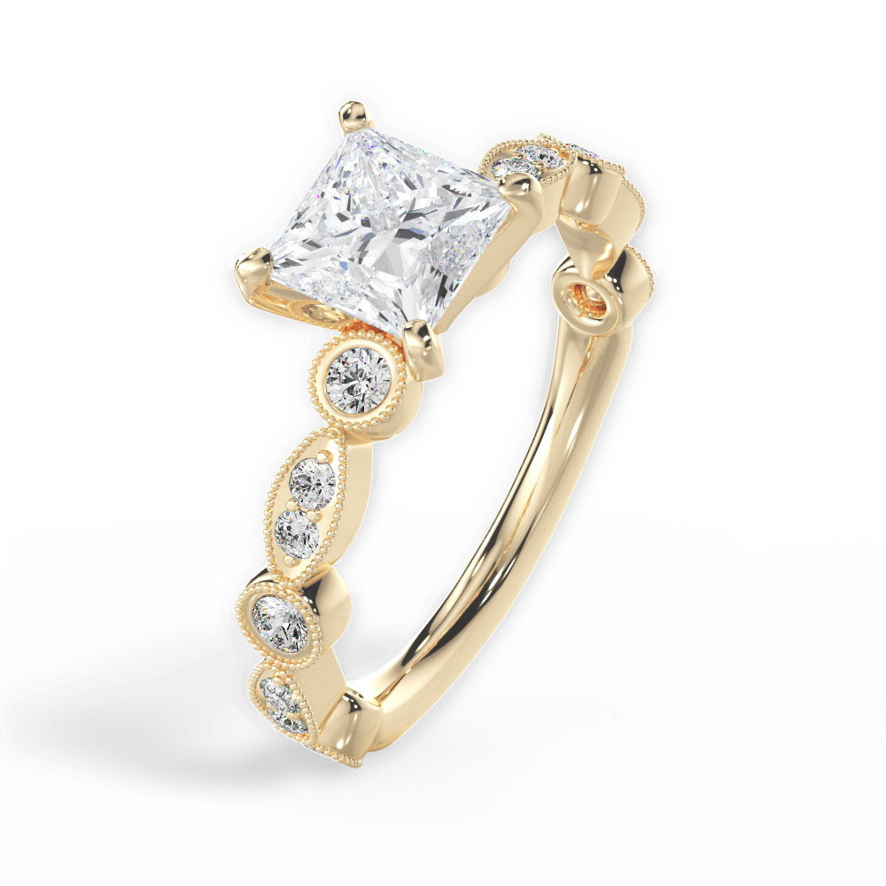 Edith Princess Cut Lab Grown Diamond 18Kt Yellow Gold Engagement Ring - View 4