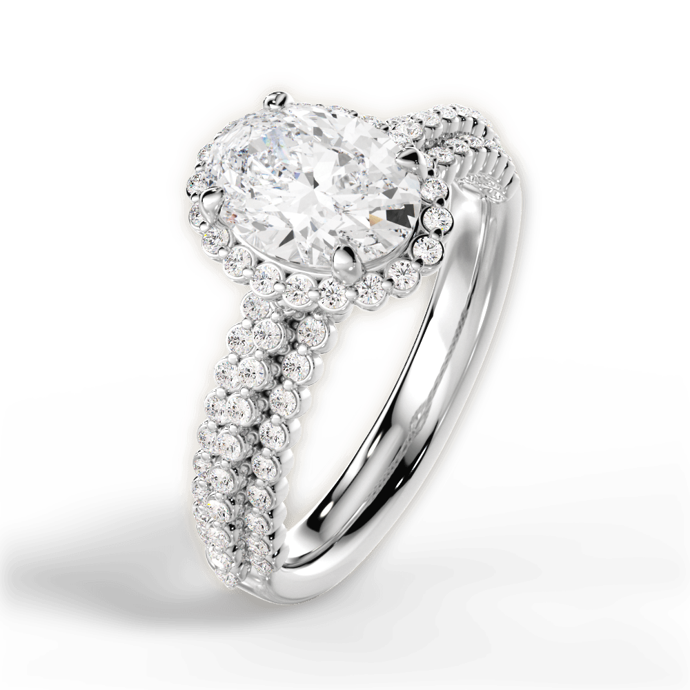 Jocelyn Oval Cut Lab Grown Diamond 14Kt White Gold Engagement Ring - View 2