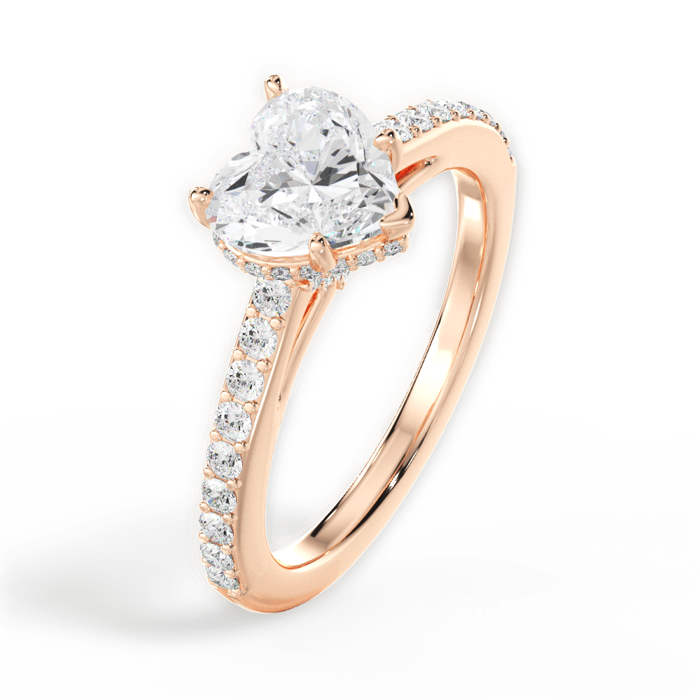 Joan Heart Cut Lab Grown Diamond 18Kt Rose Gold Engagement Ring - View 4