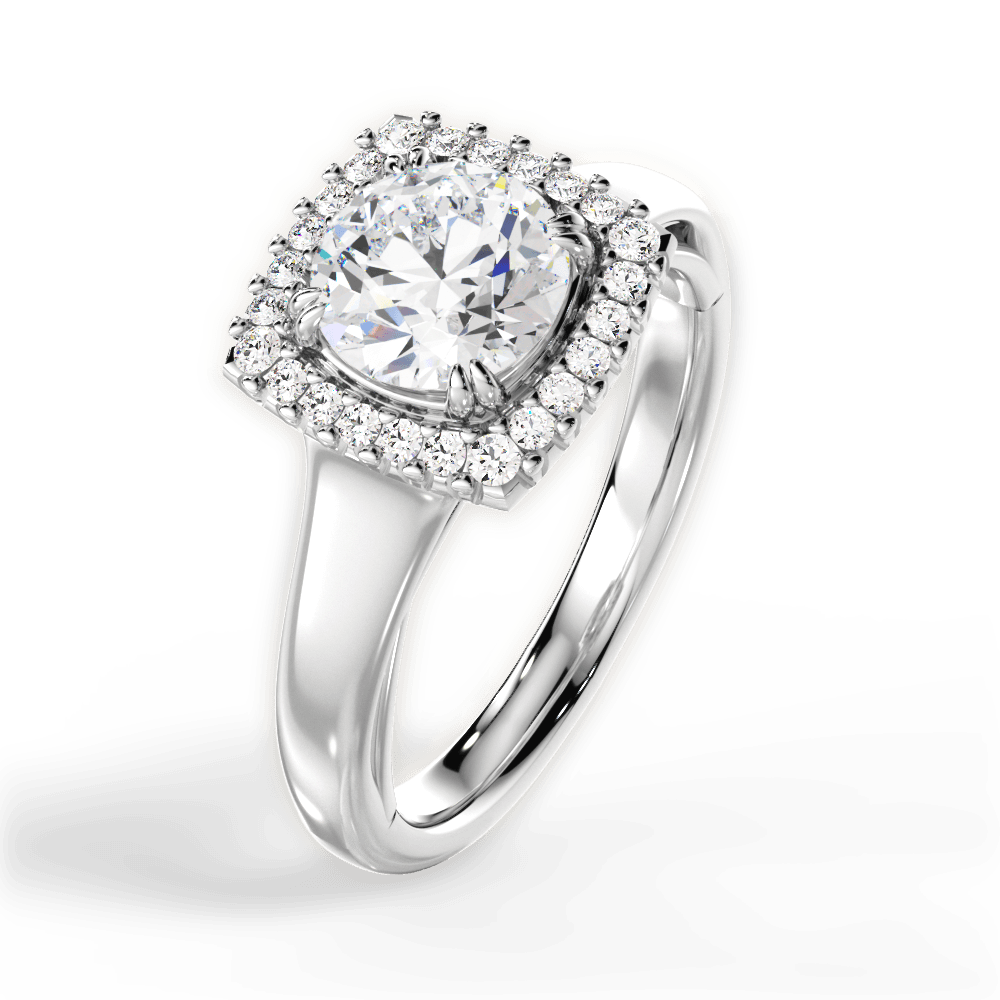 Jasmin Round Cut Lab Grown Diamond 14Kt White Gold Engagement Ring - View 2