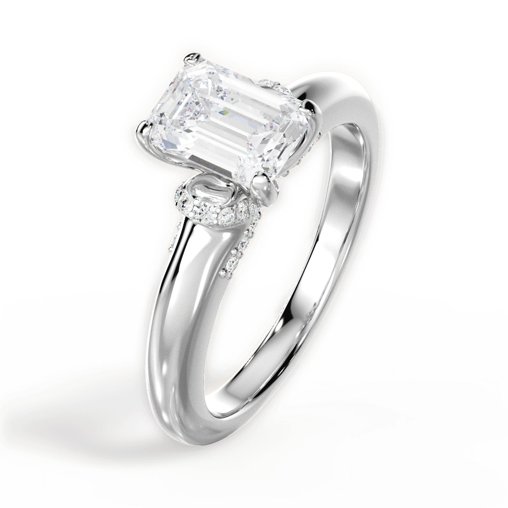 Florence Emerald Cut Lab Grown Diamond 18Kt White Gold Engagement Ring - View 2