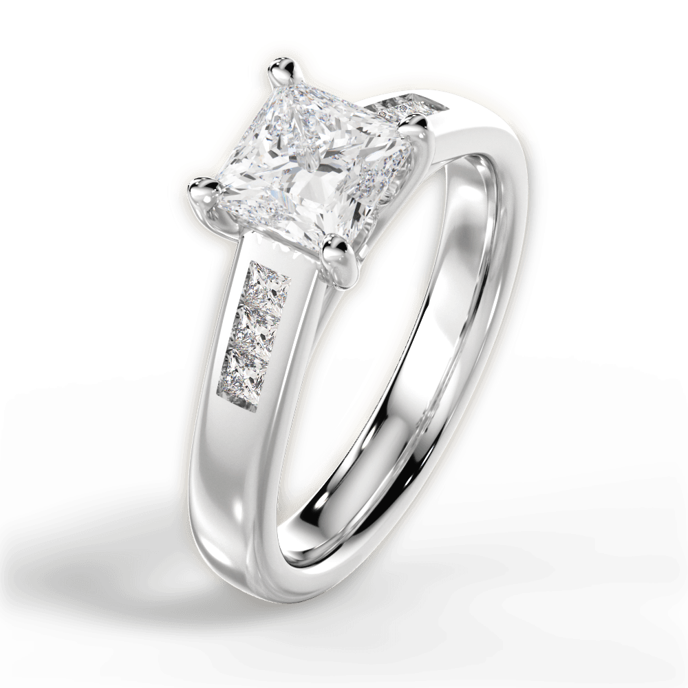 Brittany Princess Cut Lab Grown Diamond 18Kt White Gold Engagement Ring - View 2
