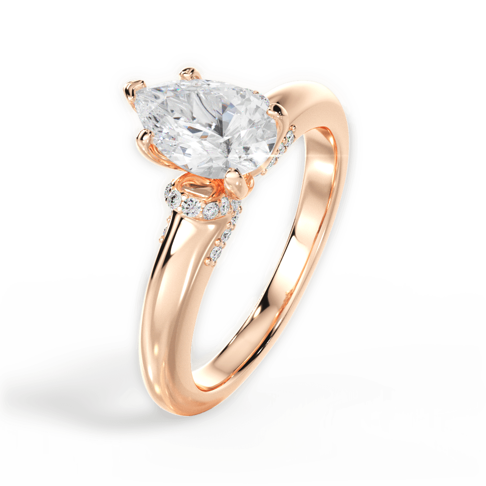 Florence Pear Cut Lab Grown Diamond 18Kt Rose Gold Engagement Ring - View 2