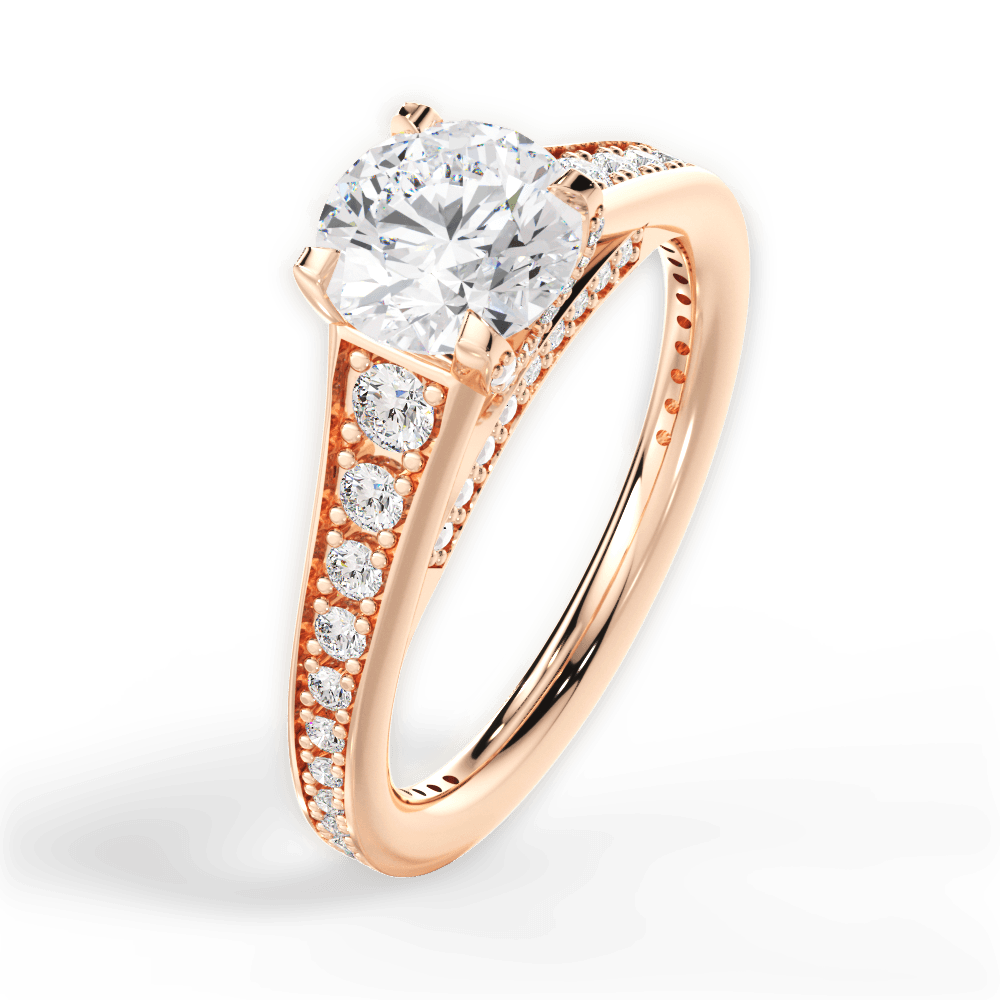 Leslie Round Cut Lab Grown Diamond 18Kt Rose Gold Engagement Ring - View 4