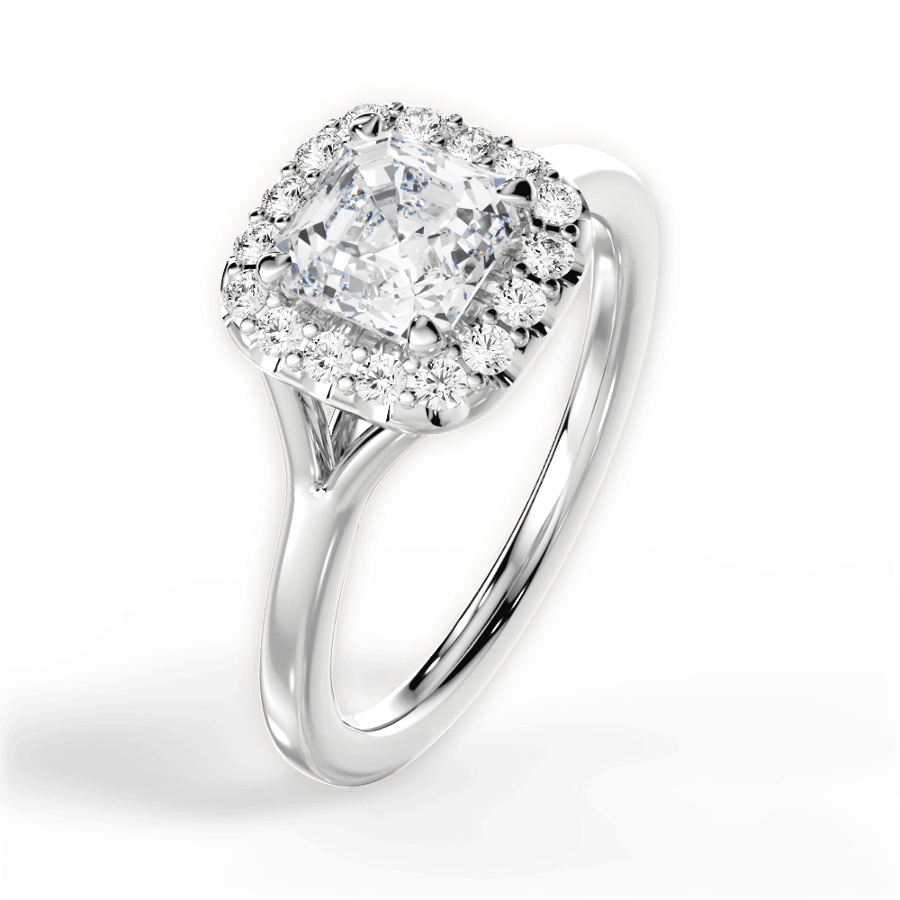 Geneva Asscher Cut Lab Grown Diamond 18Kt White Gold Engagement Ring - View 4