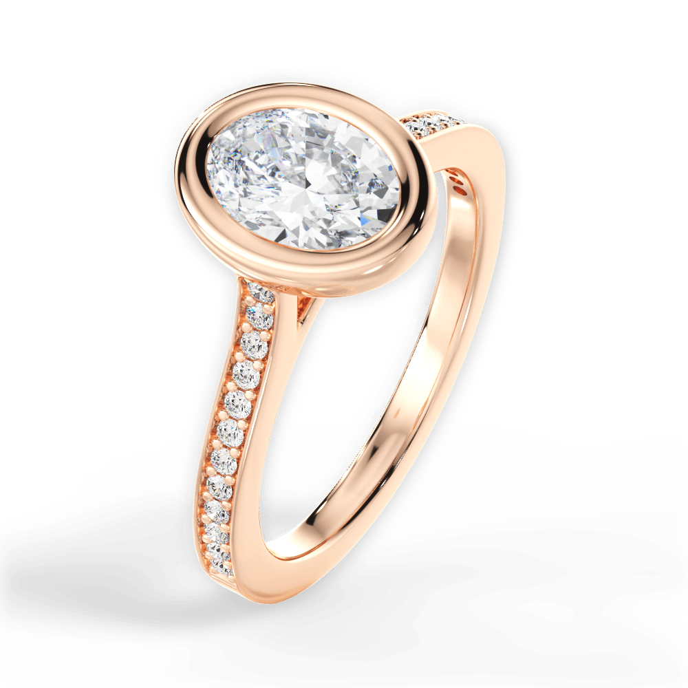Deanna Oval Cut Lab Grown Diamond 18Kt Rose Gold Engagement Ring - View 4