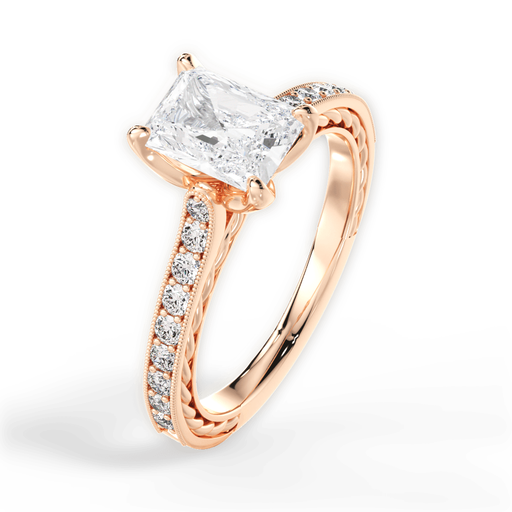 Gilda Radiant Cut Lab Grown Diamond 18Kt Rose Gold Engagement Ring - View 3