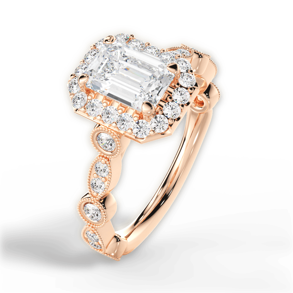 Irene Emerald Cut Lab Grown Diamond 18Kt Rose Gold Engagement Ring - View 4