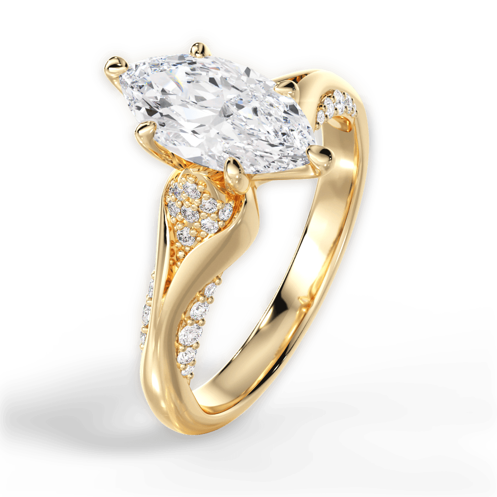Isabel Marquise Cut Lab Grown Diamond 18Kt Yellow Gold Engagement Ring - View 3