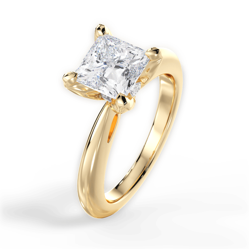 Elaine Princess Cut Lab Grown Diamond 18Kt Yellow Gold Engagement Ring - View 4