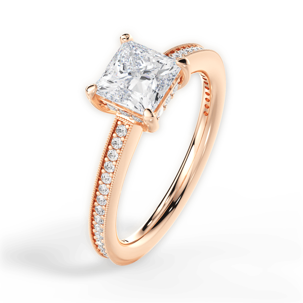 Janet Princess Cut Lab Grown Diamond 18Kt Rose Gold Engagement Ring - View 3