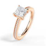 Janet Princess Cut Lab Grown Diamond 18Kt Rose Gold Engagement Ring - View 3