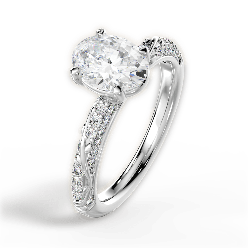 Gloria Oval Cut Lab Grown Diamond Platinum Engagement Ring - View 2