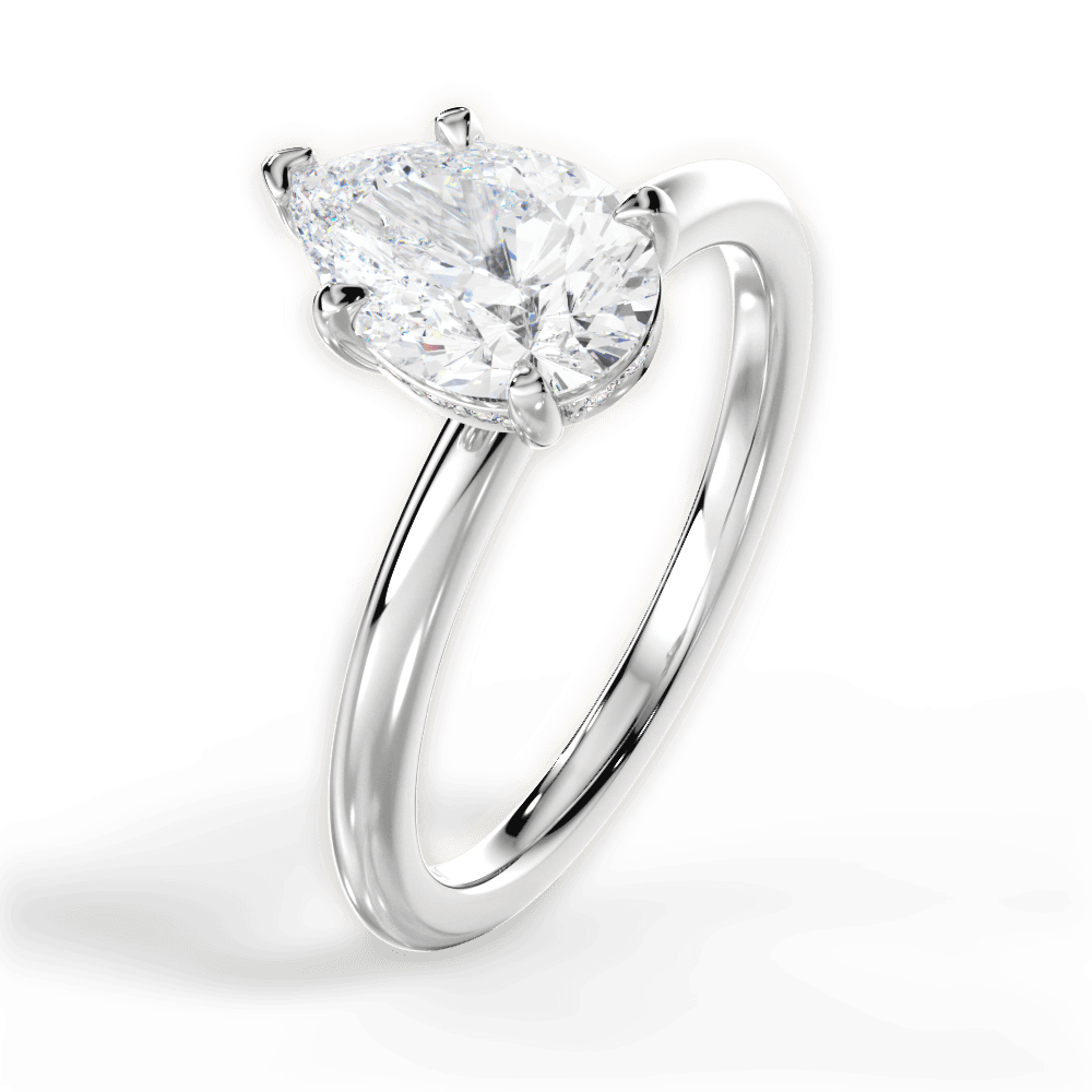 Brenda Pear Cut Lab Grown Diamond 14Kt White Gold Engagement Ring - View 2