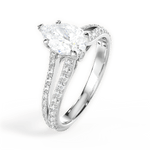 Kendra Pear Cut Lab Grown Diamond Platinum Engagement Ring - View 2