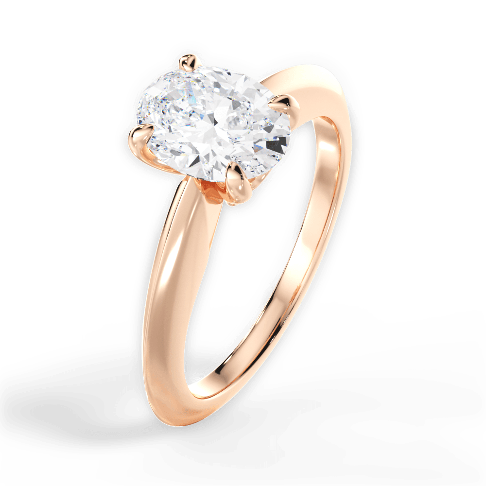 Diana Oval Cut Lab Grown Diamond 18Kt Rose Gold Engagement Ring - View 4