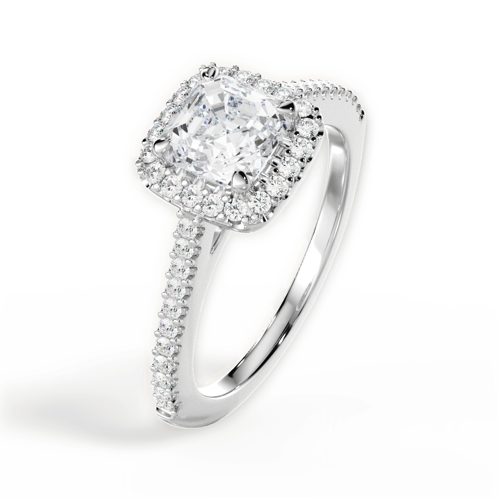 Jeanne Asscher Cut Lab Grown Diamond 14Kt White Gold Engagement Ring - View 3