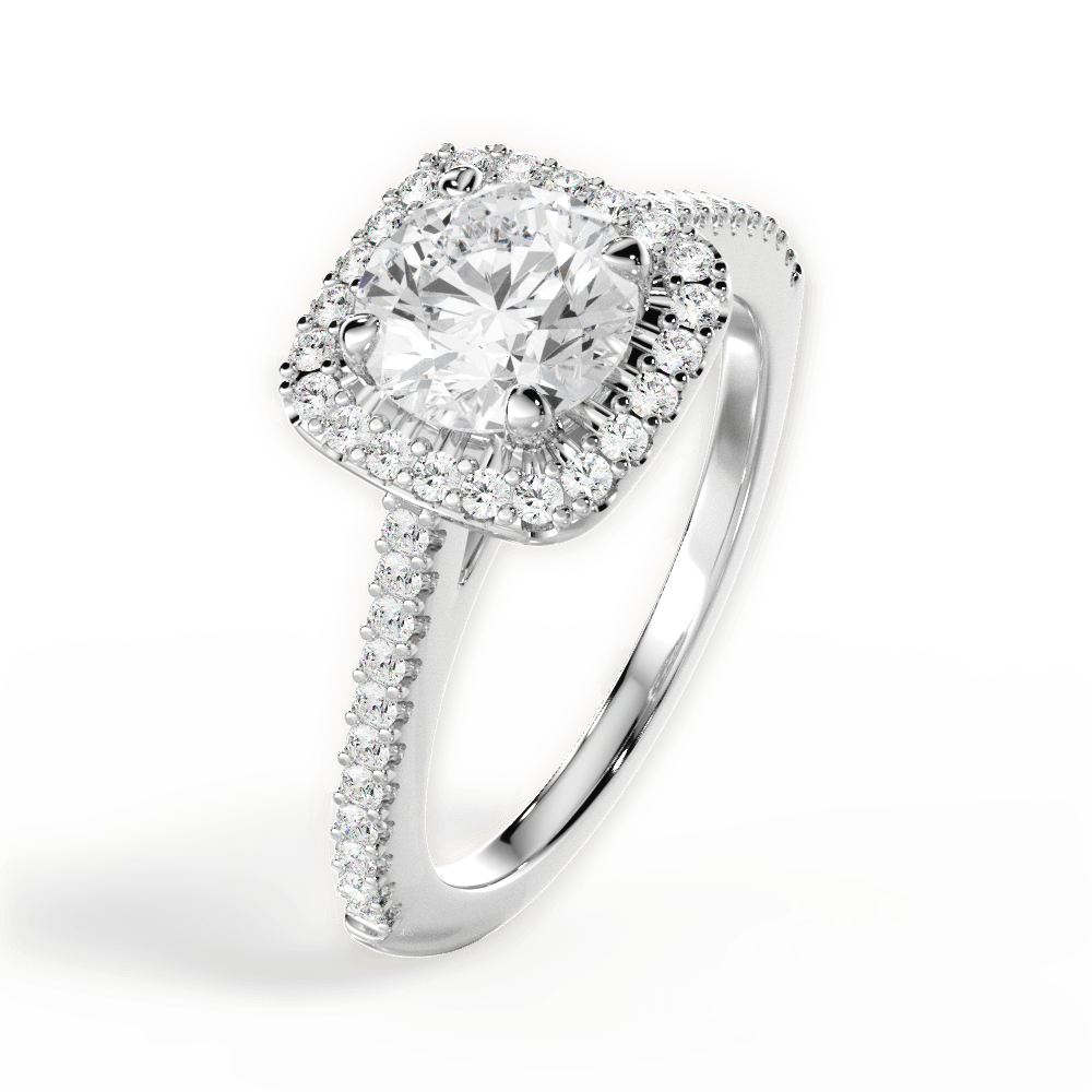 Jeanne Round Cut Lab Grown Diamond Platinum Engagement Ring - View 3