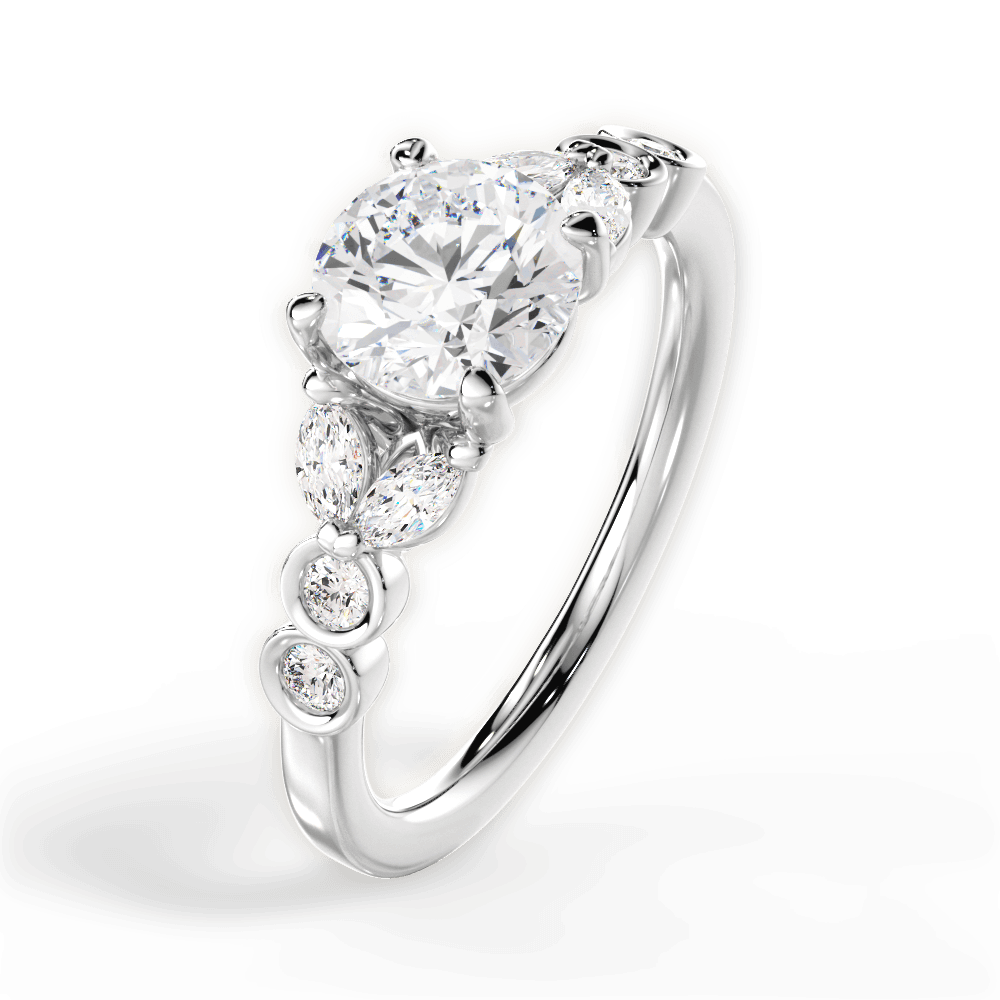 Evelyn Round Cut Lab Grown Diamond Platinum Engagement Ring - View 2