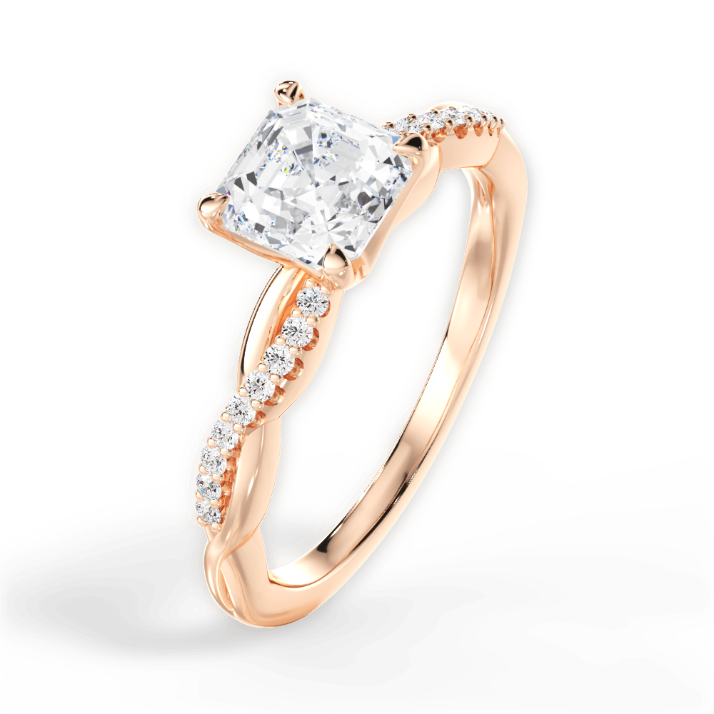 Charlotte Asscher Cut Lab Grown Diamond 18Kt Rose Gold Engagement Ring - View 3