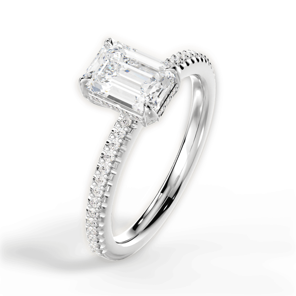 Helen Emerald Cut Lab Grown Diamond 14Kt White Gold Engagement Ring - View 4