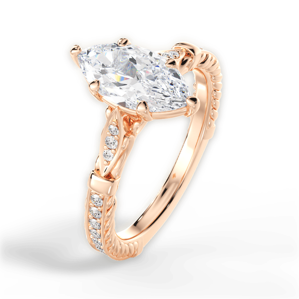 Gabriela Marquise Cut Lab Grown Diamond 18Kt Rose Gold Engagement Ring - View 3