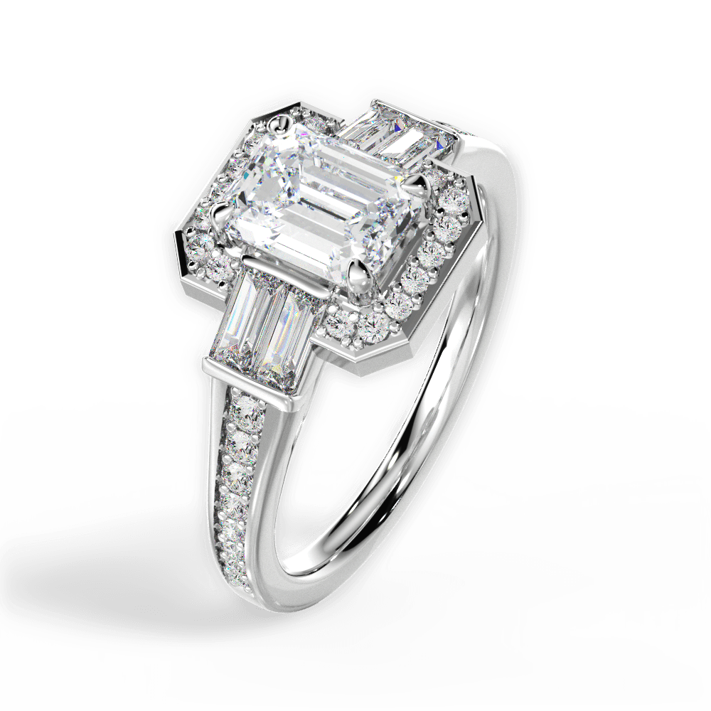 Katherine Emerald Cut Lab Grown Diamond 14Kt White Gold Engagement Ring - View 3