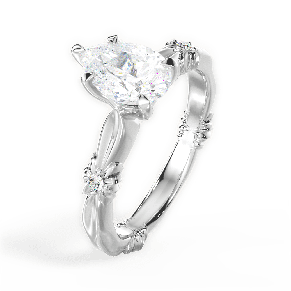 Claire Pear Cut Lab Grown Diamond 18Kt White Gold Engagement Ring - View 2